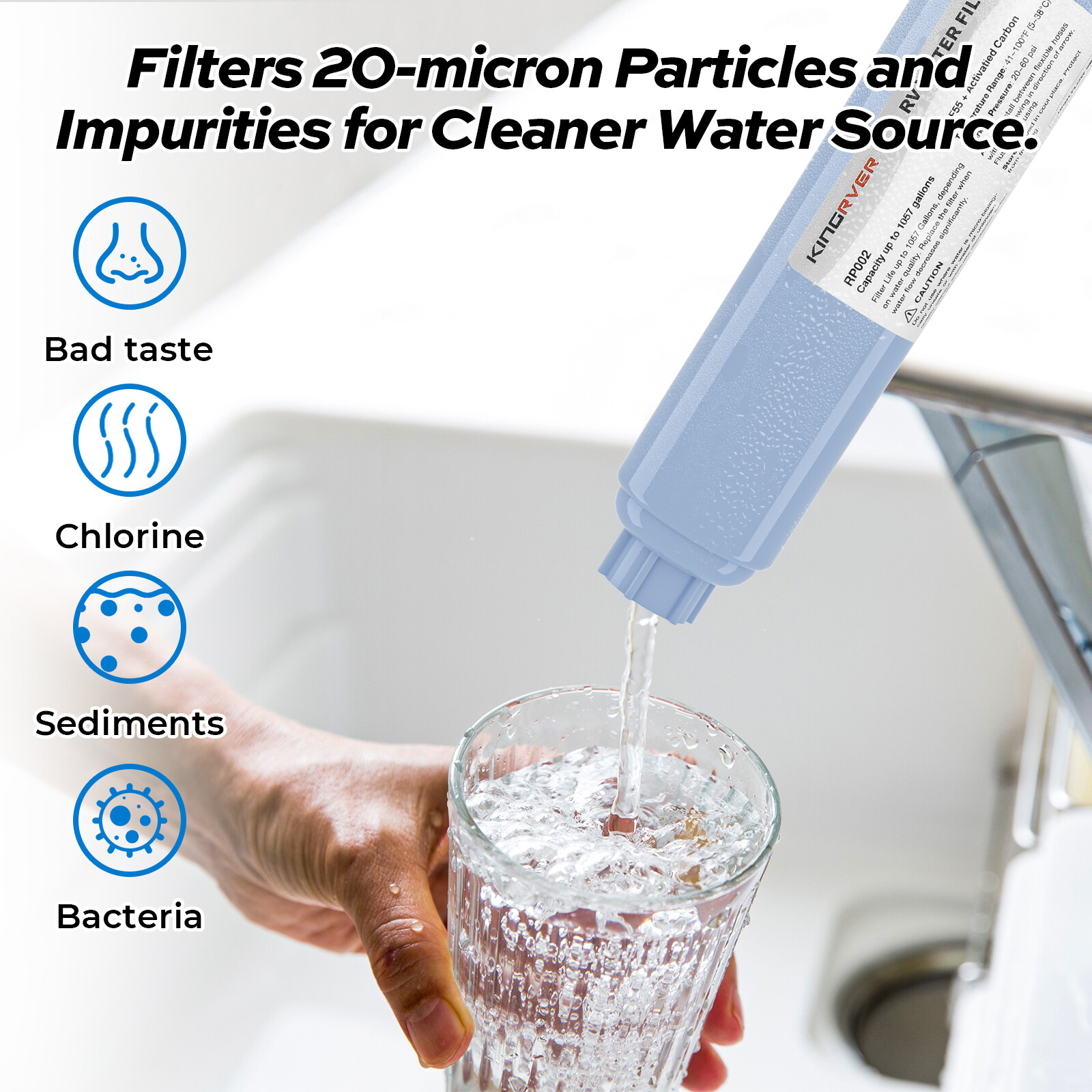 2* RV Water Filter w/Hose Protector for Drinking Reduces Chlorine Odor Sediment