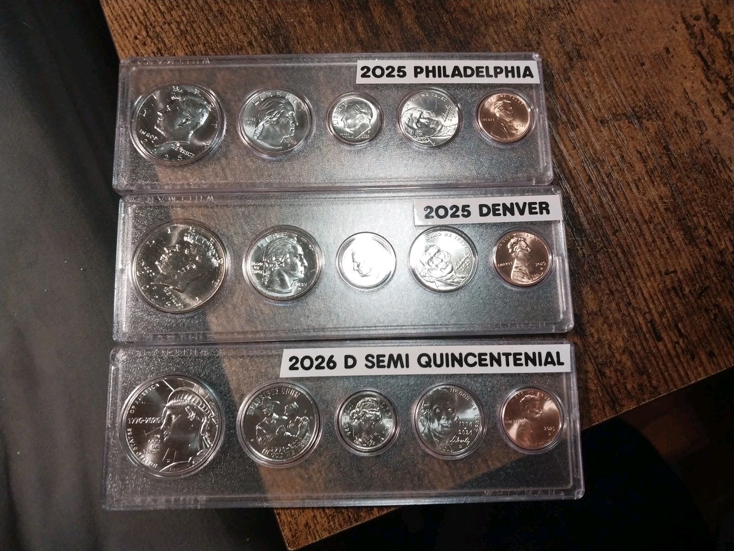 COMBINED SETS OF 2026D AND 2025 P AND D SEMI QUINCENTENIAL HALF/CENT 15 COINS