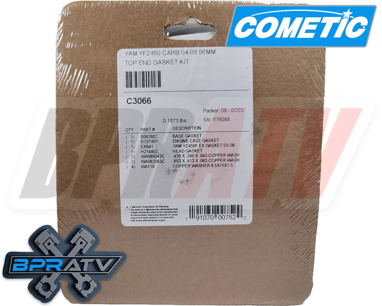 Yamaha YFZ450 YFZ 450 95mm Standard Stock Bore Cometic Top End Gasket Kit C3066