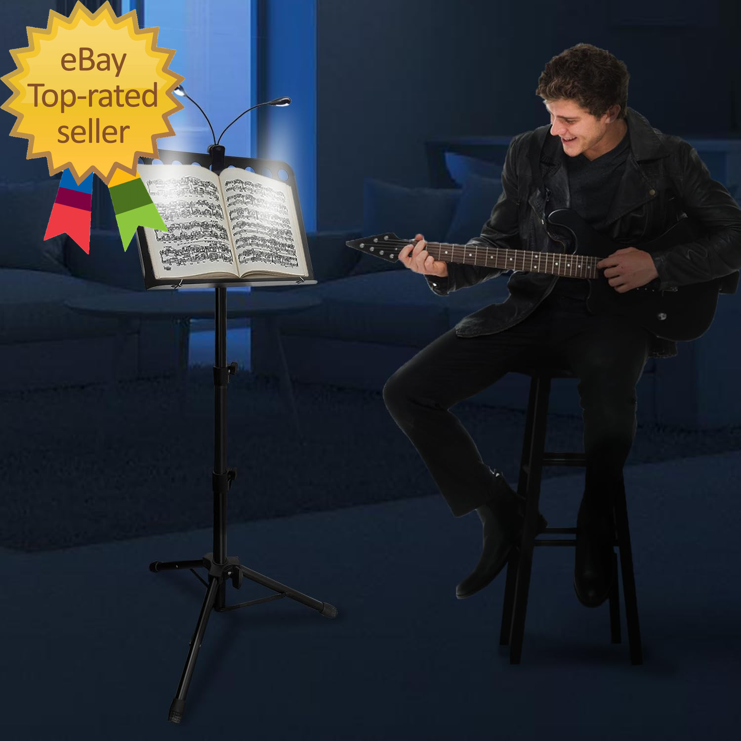 Sheet Music Stand with Light & Phone Holder 57" Music Stand for Sheet Music