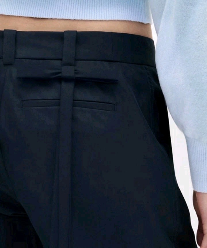 GAP x Sandy Liang Mid Rise Bow-Back Navy Blue Khakis, LTD ED - Women’s Size 10