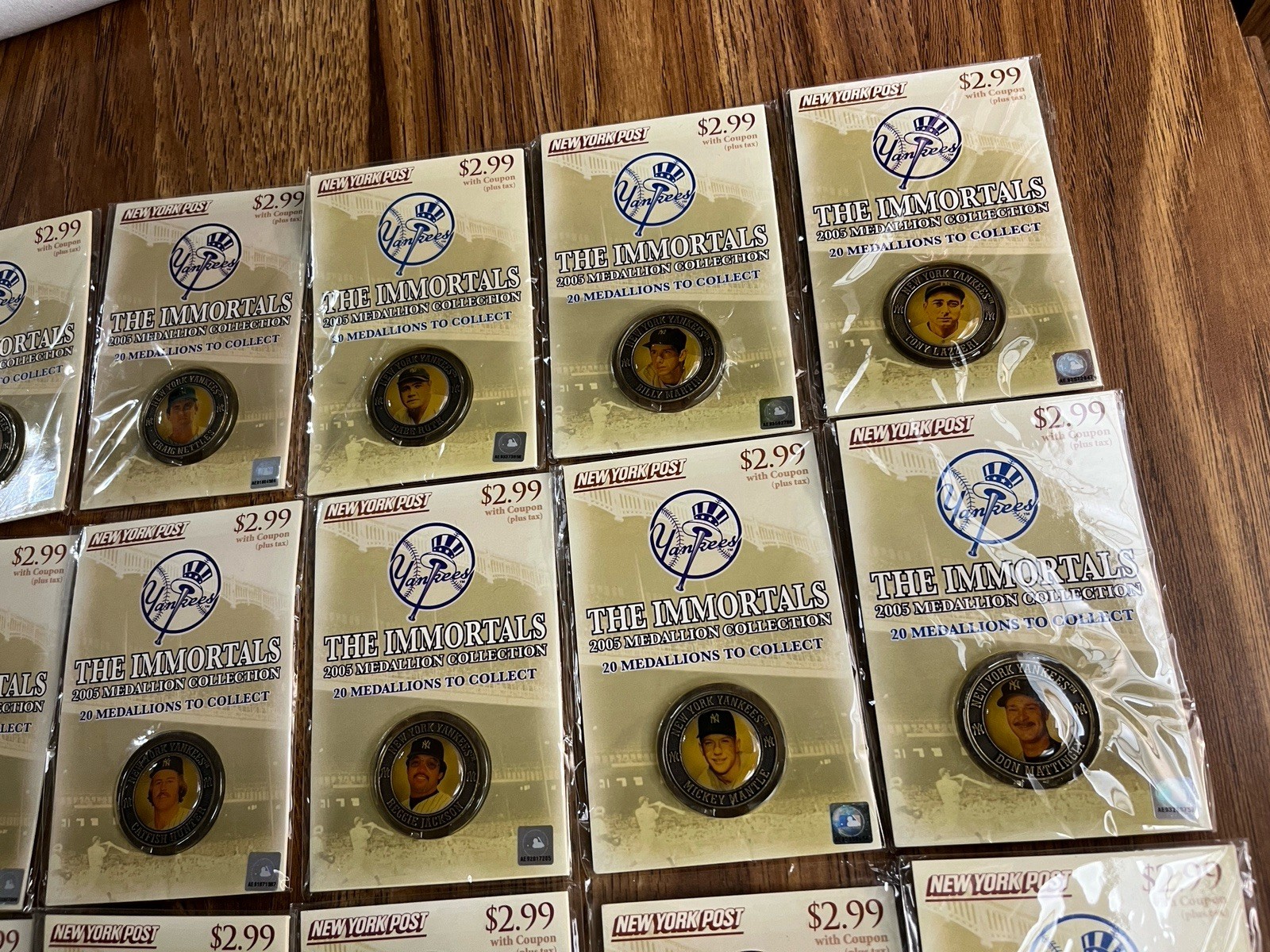 Complete Set of 2005 New York Post Yankees Medallions with Rare Error- Mantle