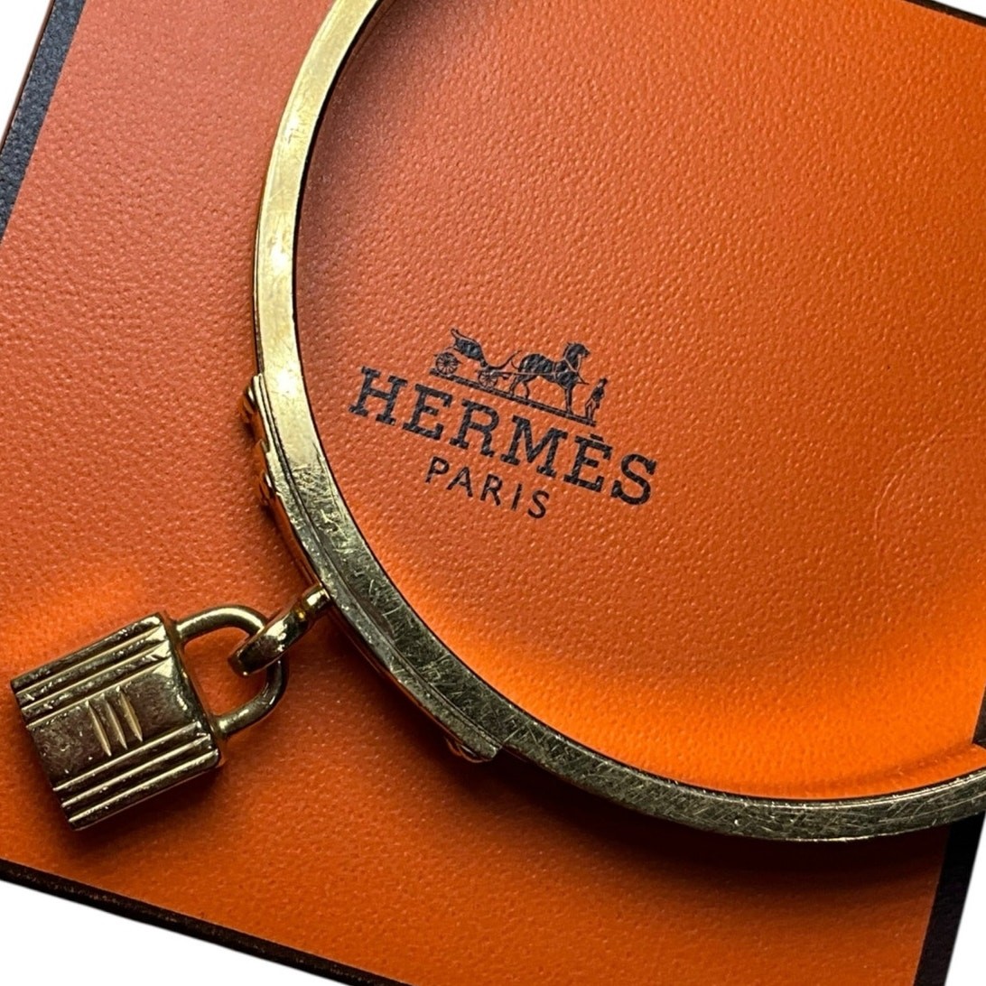 105. Hermes Lizard Kelly Lock Black & Gold Bangle