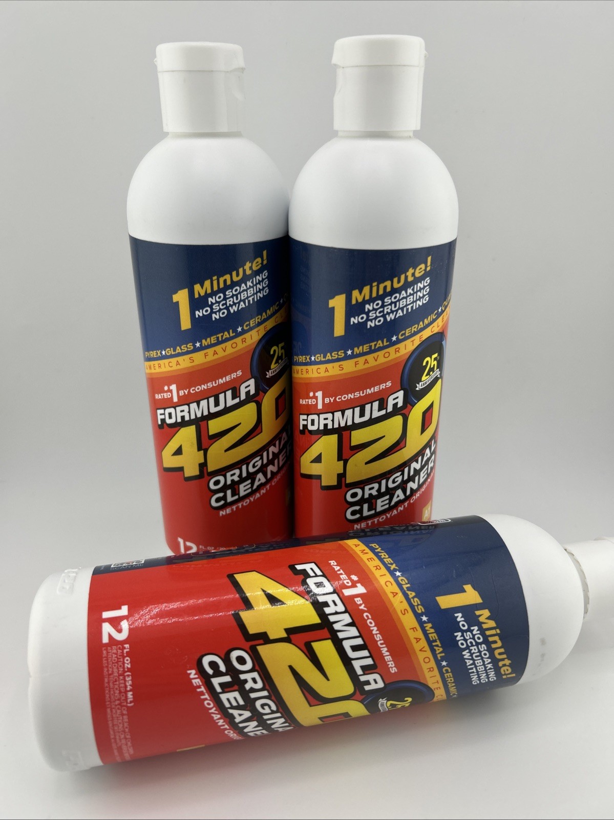 Formula 420 Original 1 Min Perfect Cleaner Pipe Pyrex Metal Glass Ceramic 3-Pack