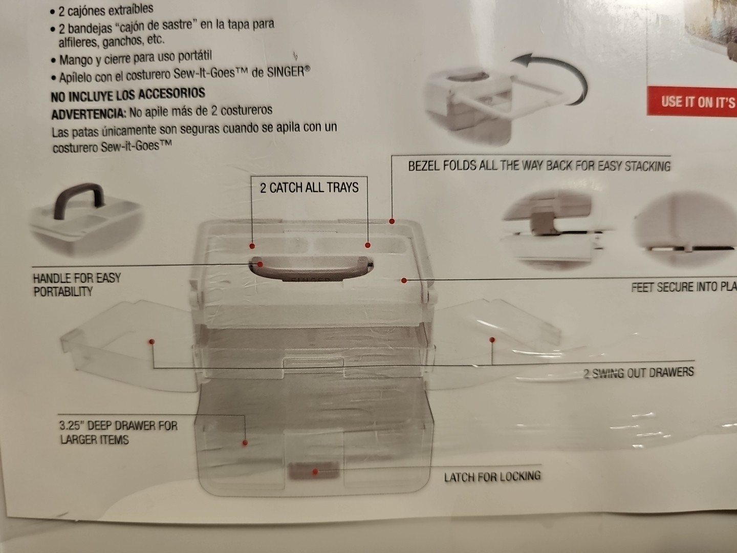 NEW SINGER Sew-It-Goes STACKABLE STORAGE CASE CLEAR WHITE SEWING QUILT FREE SHIP