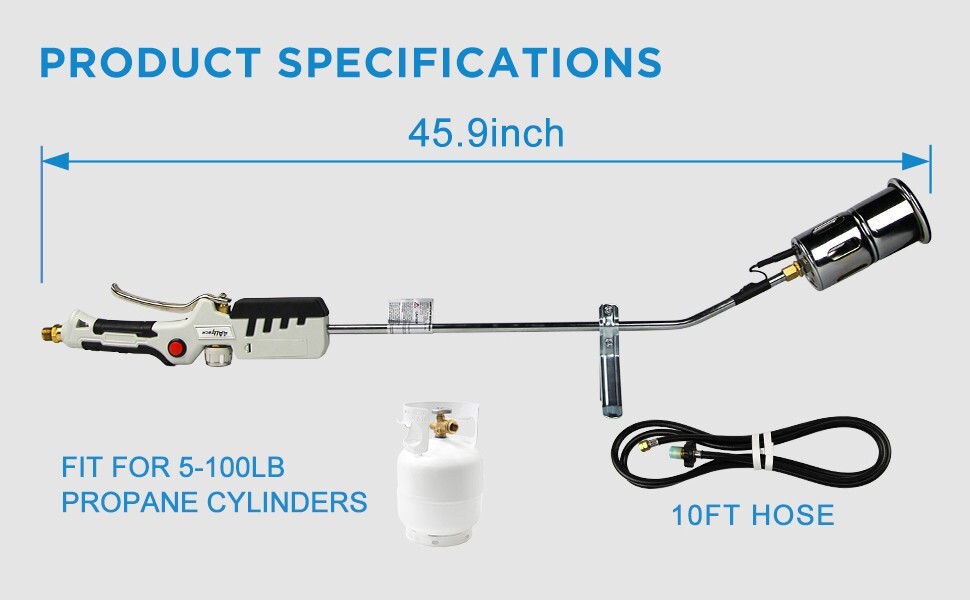 Propane Torch Weed Burner Kit with Battery Electric Pulse Ignition Flame Thrower