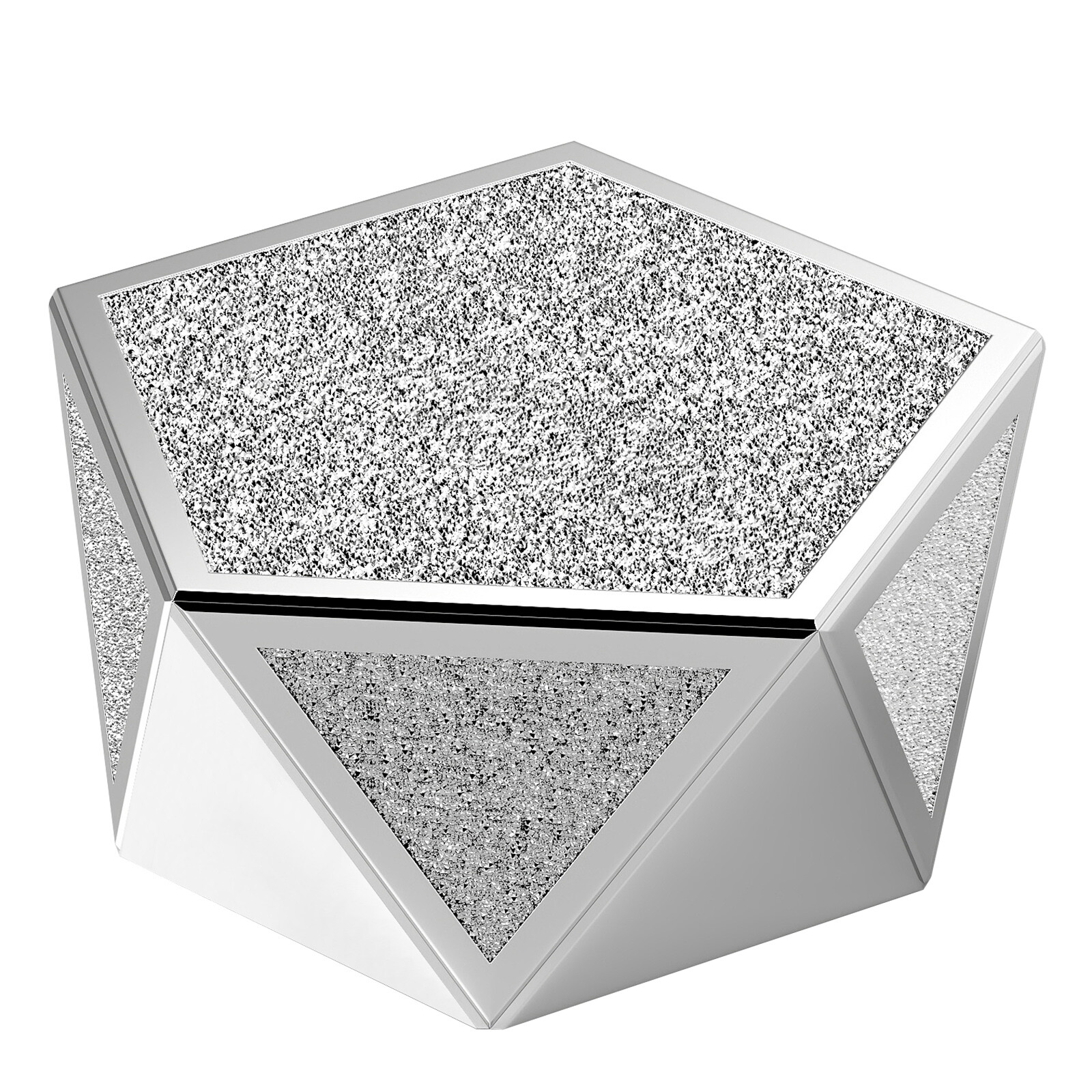 Modern Pentagonal Mirrored Coffee Table Crushed Diamond Luxury Home Living Room