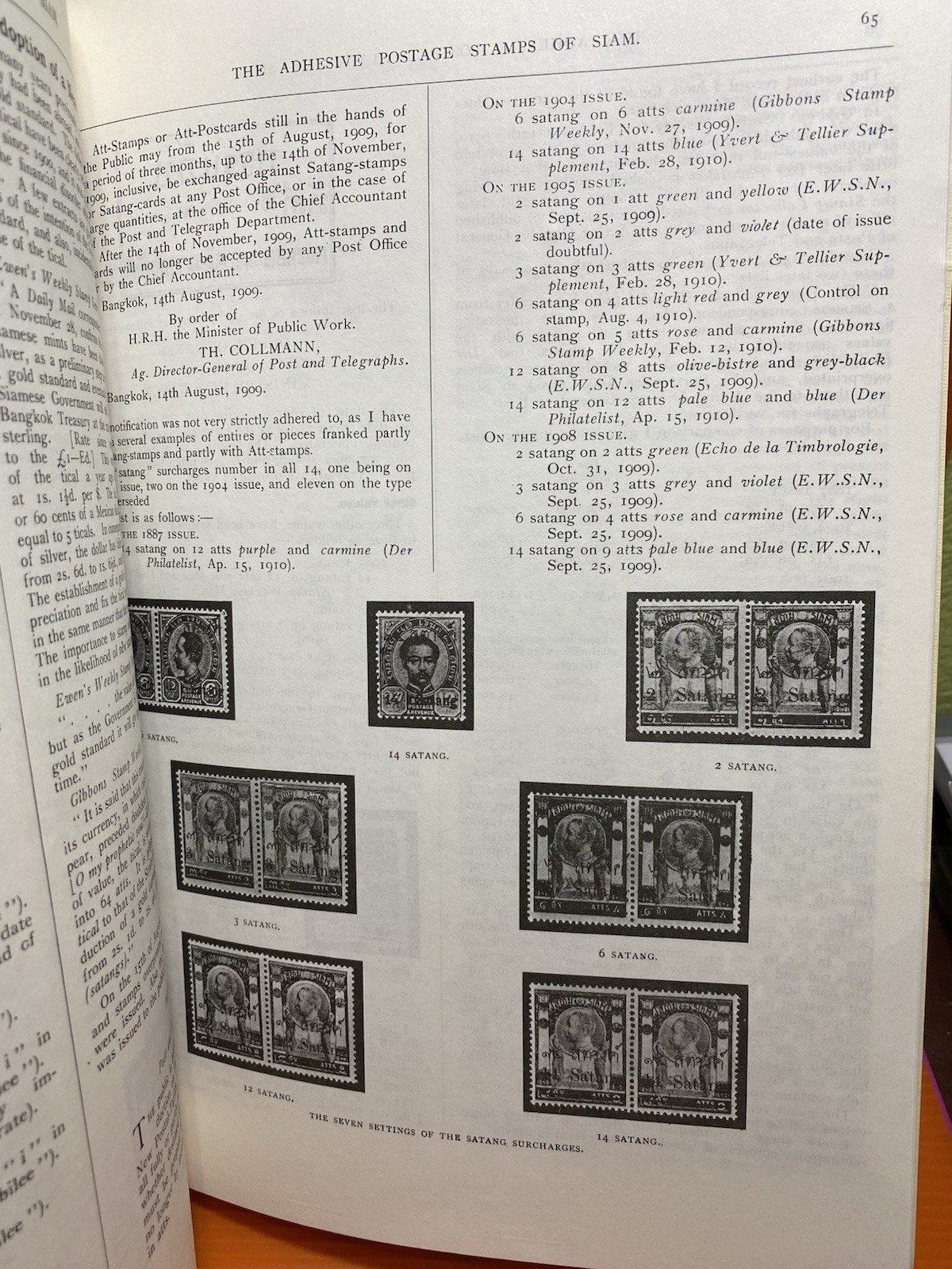 The Adhesive Postage Stamps Of Siam By R.W.Harold Row 75 Pages Hand Book Free SH