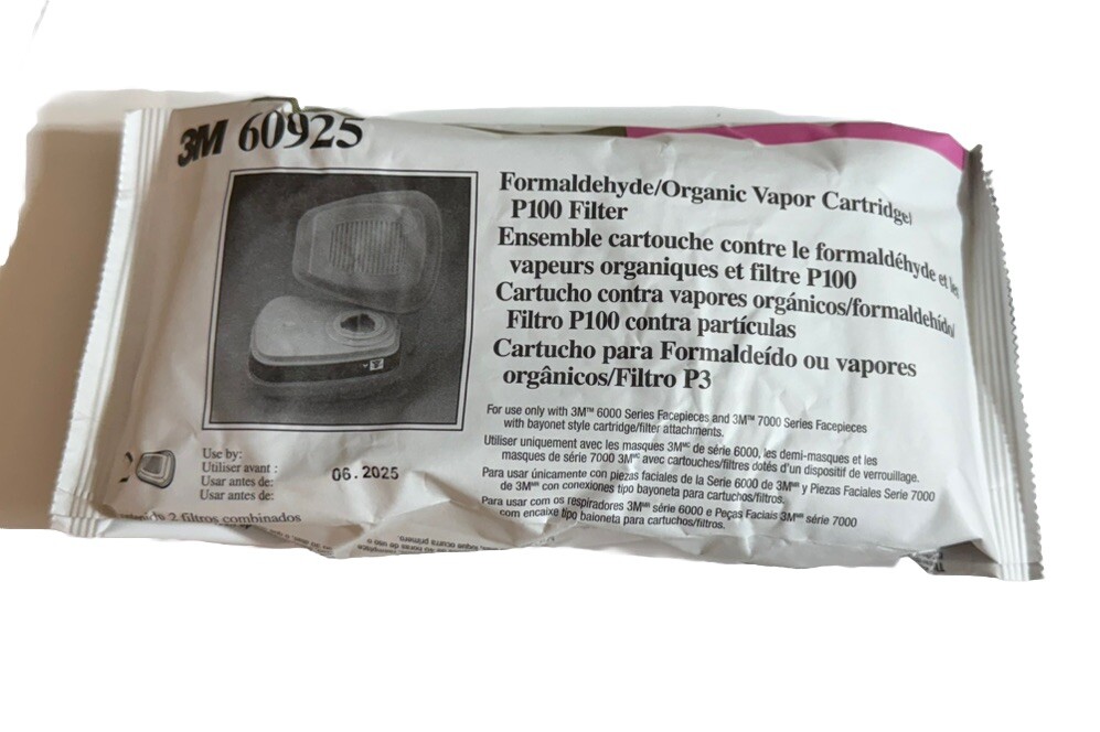 3M 60925 Formaldehyde Organic Vapor P100 Replacement Respirator Cartridge 60 PCs