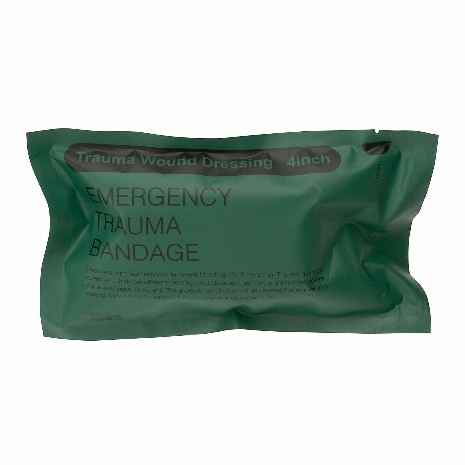 5 PACK 4" Trauma Bandage Emergency Israeli Style Battle Wound Dressing First Aid