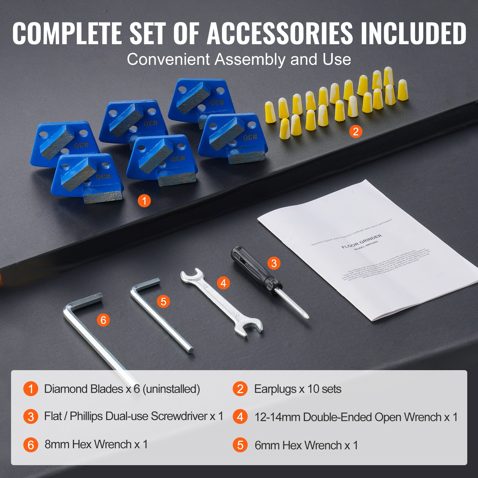 Concrete Floor Grinder 10" Walk-Behind Polisher 1.7HP Adjustable Machine