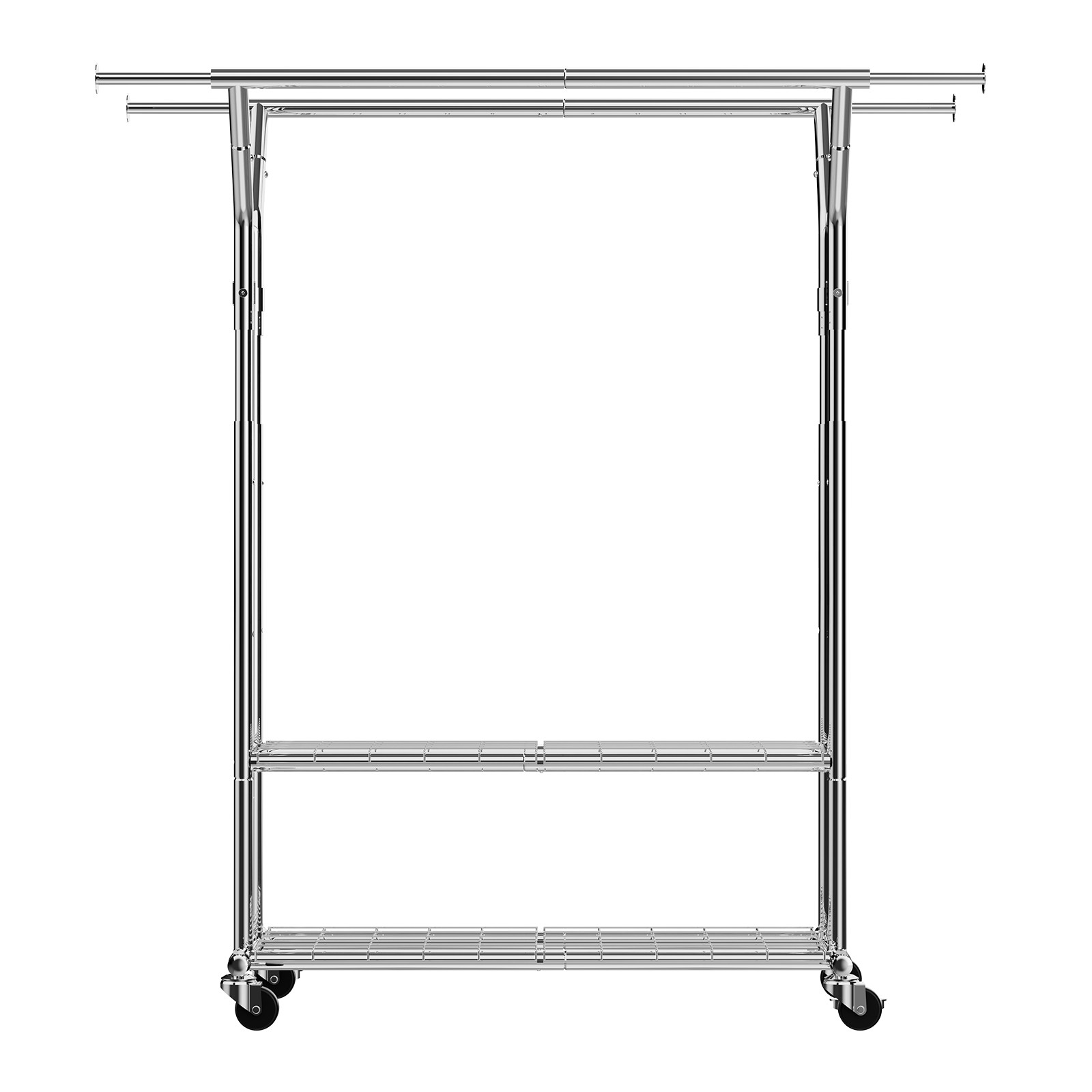 Uimoso Rolling Clothes Rack Garment Rack with Wheels & Storage Adjustable Height