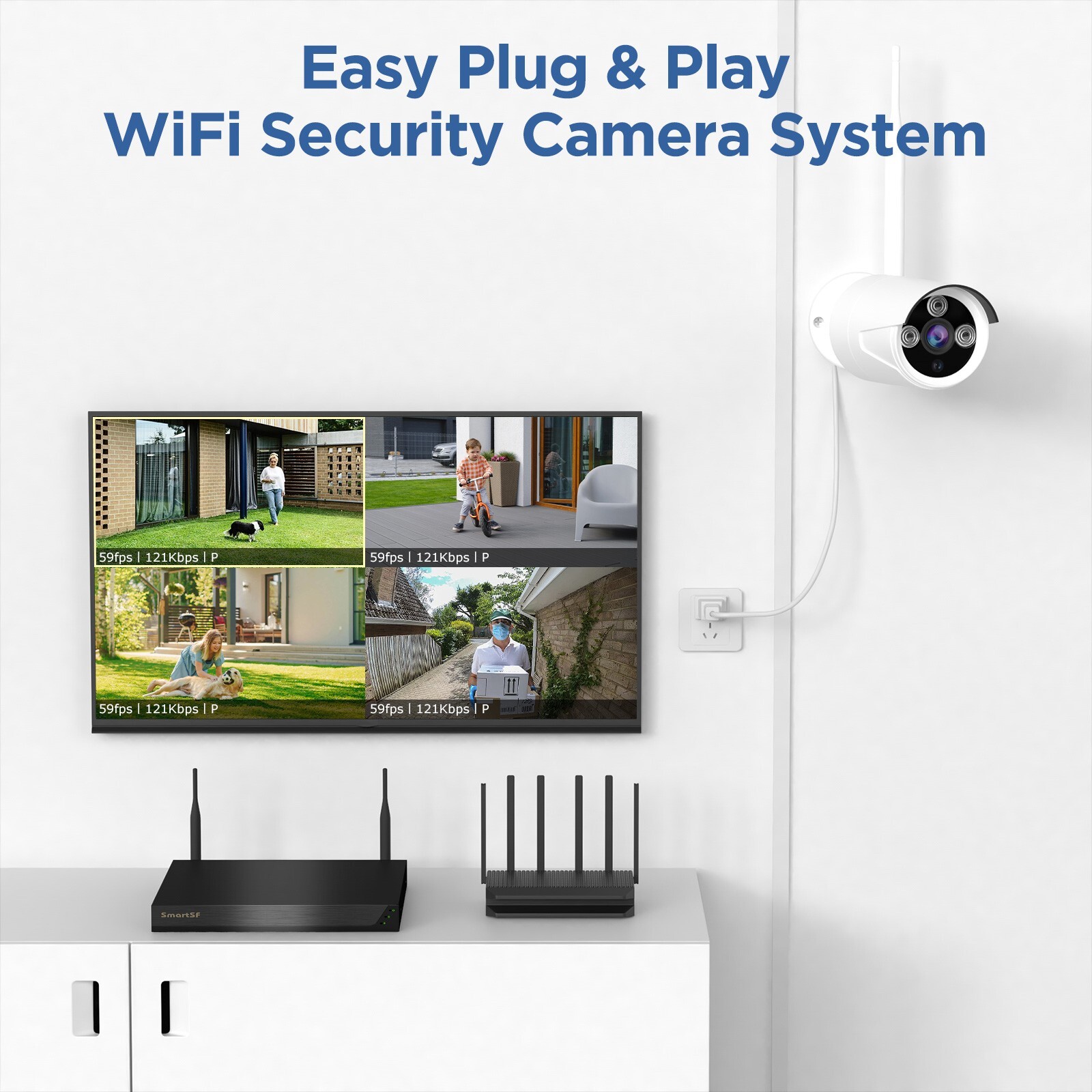 Wireless security camera system Outdoor Audio 10CH H.265+ CCTV Wifi NVR Kit