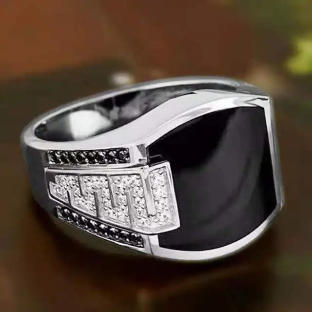 925 Sterling Silver Handmade Jewelry Black Men's Ring All Size Fashion Ring 2025