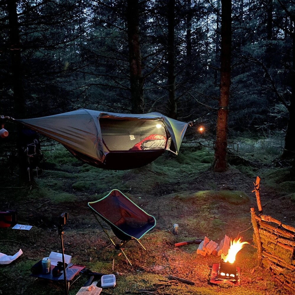 Hammock Rain Fly Tarp Mosquito Net Waterproof Tent Camping 440lb Bed Green