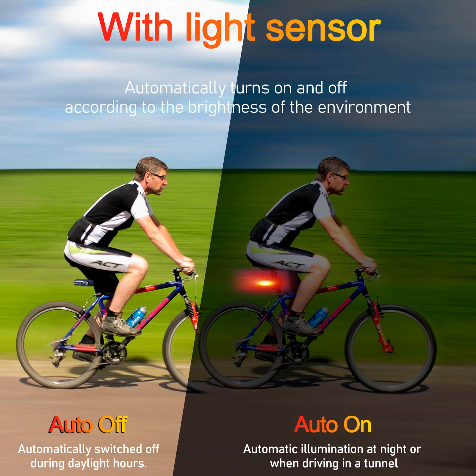 Wireless Bicycle Anti-Theft Alarm Vibration LED Bike Tail Lights USB with Remote