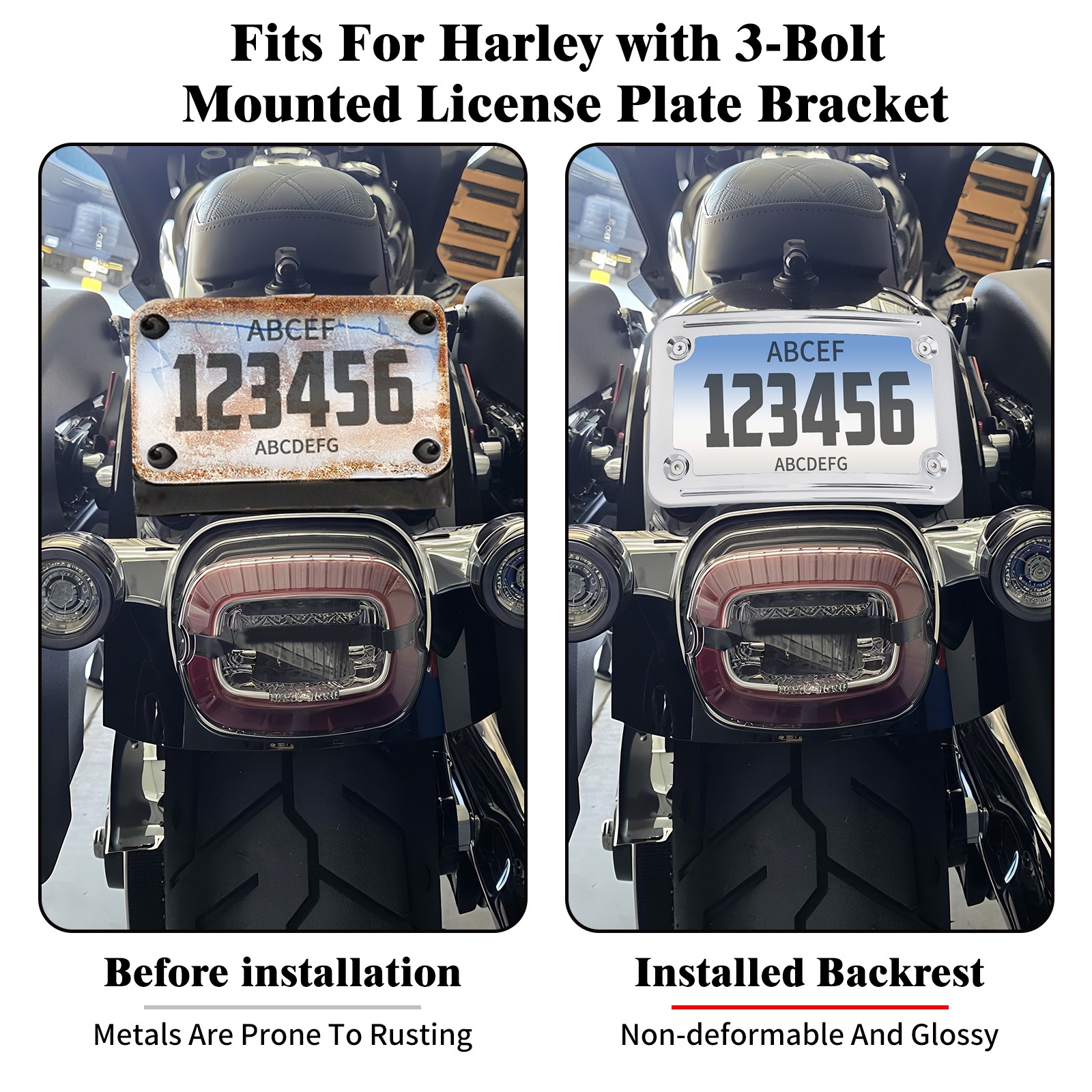 Chrome Curved Laydown License Plate Mount Bracket For Harley Softail Sportster