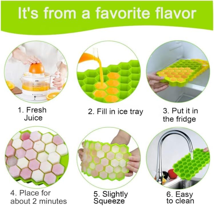 Silicone Ice Cube Tray with Lid - 77 Small 0.87" Cubes for Whiskey - Stackable