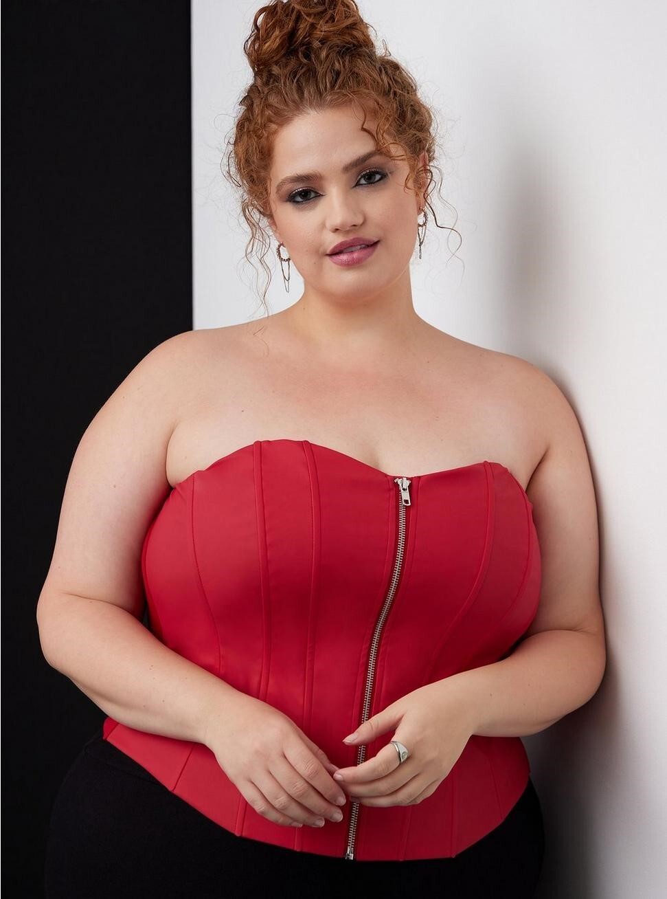 Torrid Zip Front Corset Top Red Lingerie NWT New 00X