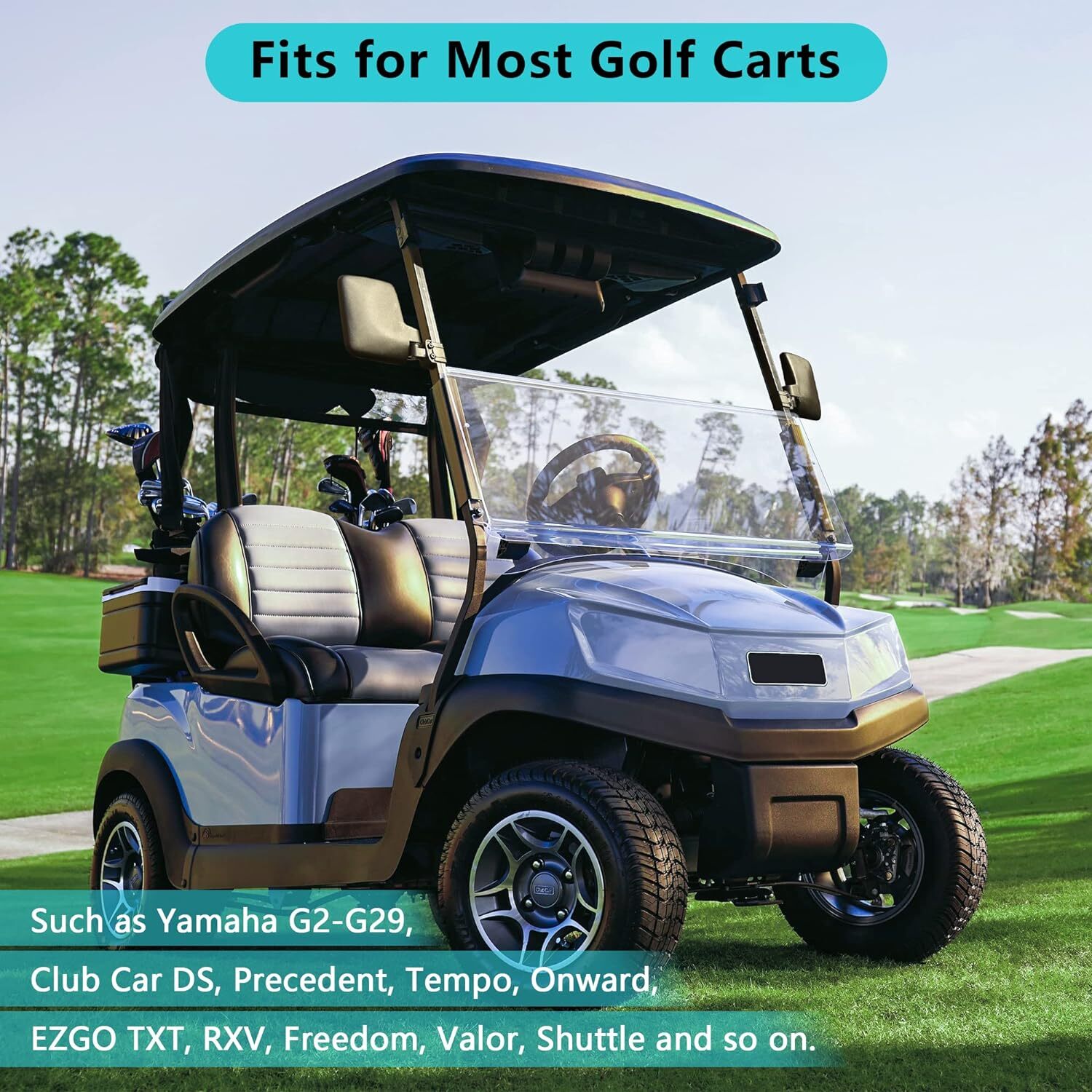 Golf Cart Mirror No Drilling, Side Rear View Mirrors for Yamaha EZGO Club Car