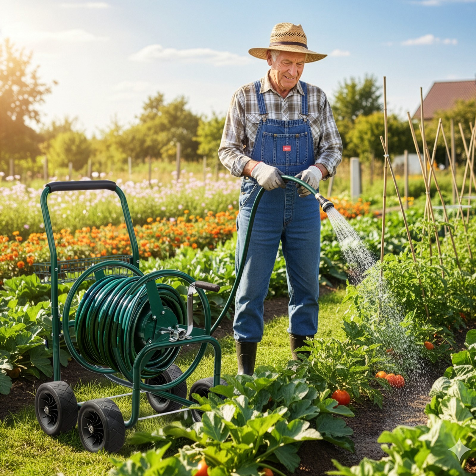 Hose Reel Cart for Garden Water Hose, Holds Up to 250 ft