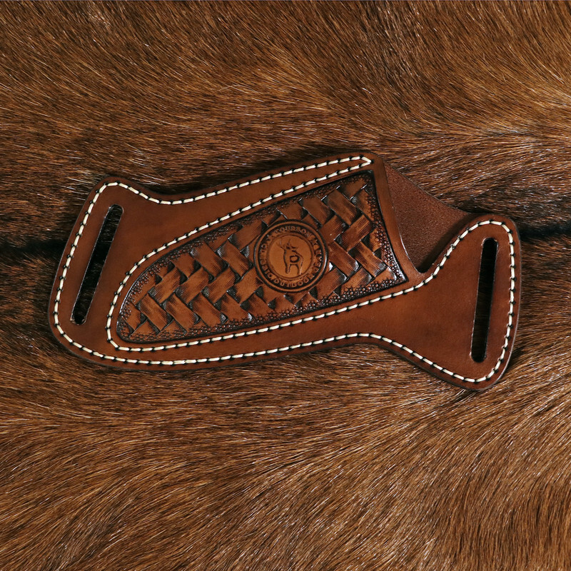 TOURBON Leather Engraved Fixed Blade Knife Sheath Belt Pouch EDC Knives Case