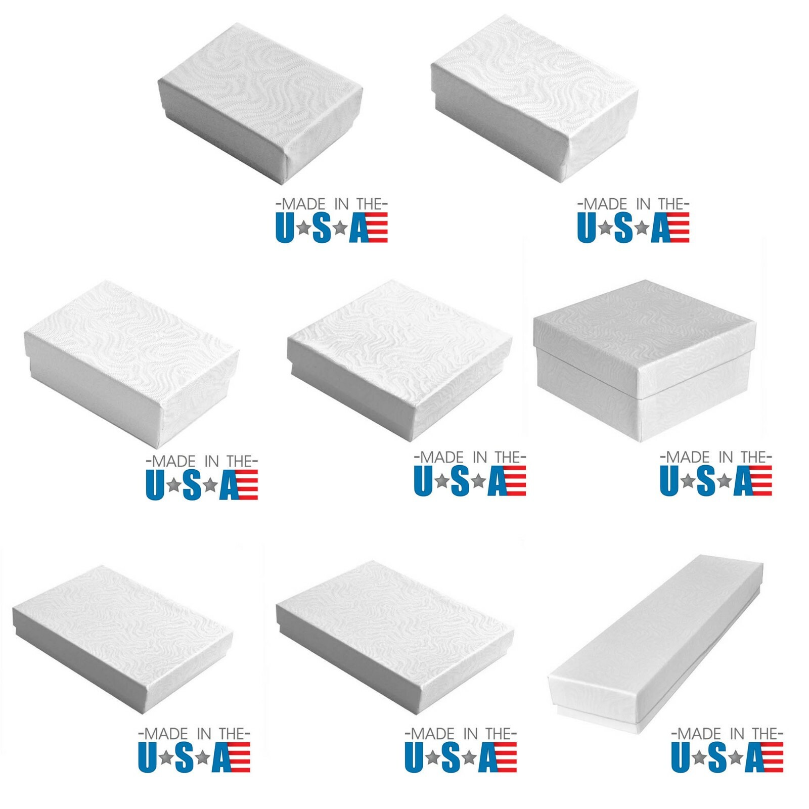 Premium White Swirl Cotton Filled Jewelry Cardboard Box Lots of 100~200~500