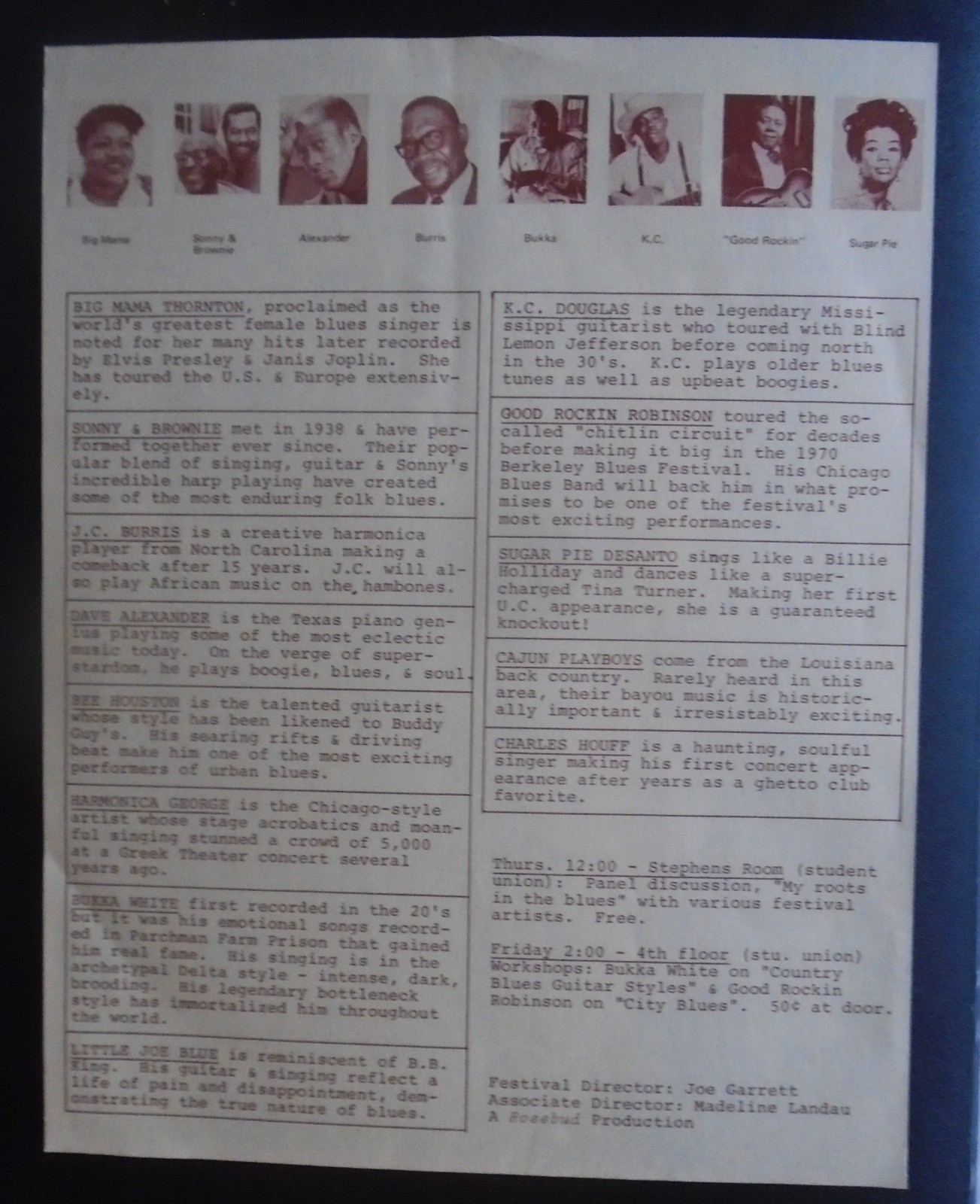 ORIGINAL CONCERT HANDBILL-BERKELEY BLUES FESTIVAL_JAN. 16/17 1970-MAMA THORTION-