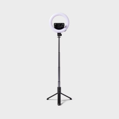 Tripod Selfie Stick with LED Ring Light -  heyday Black