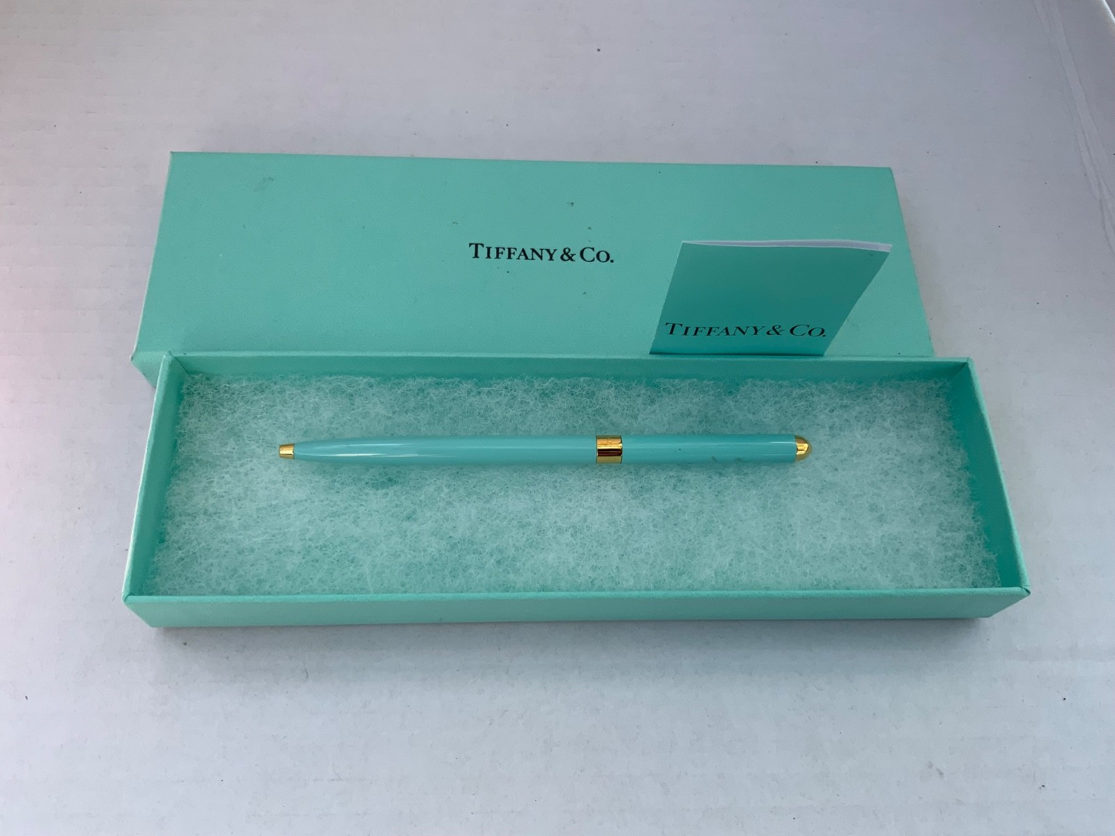Tiffany & Co. Gold Plated & Blue Lacquer Enamel Ballpoint Pen -New in Box