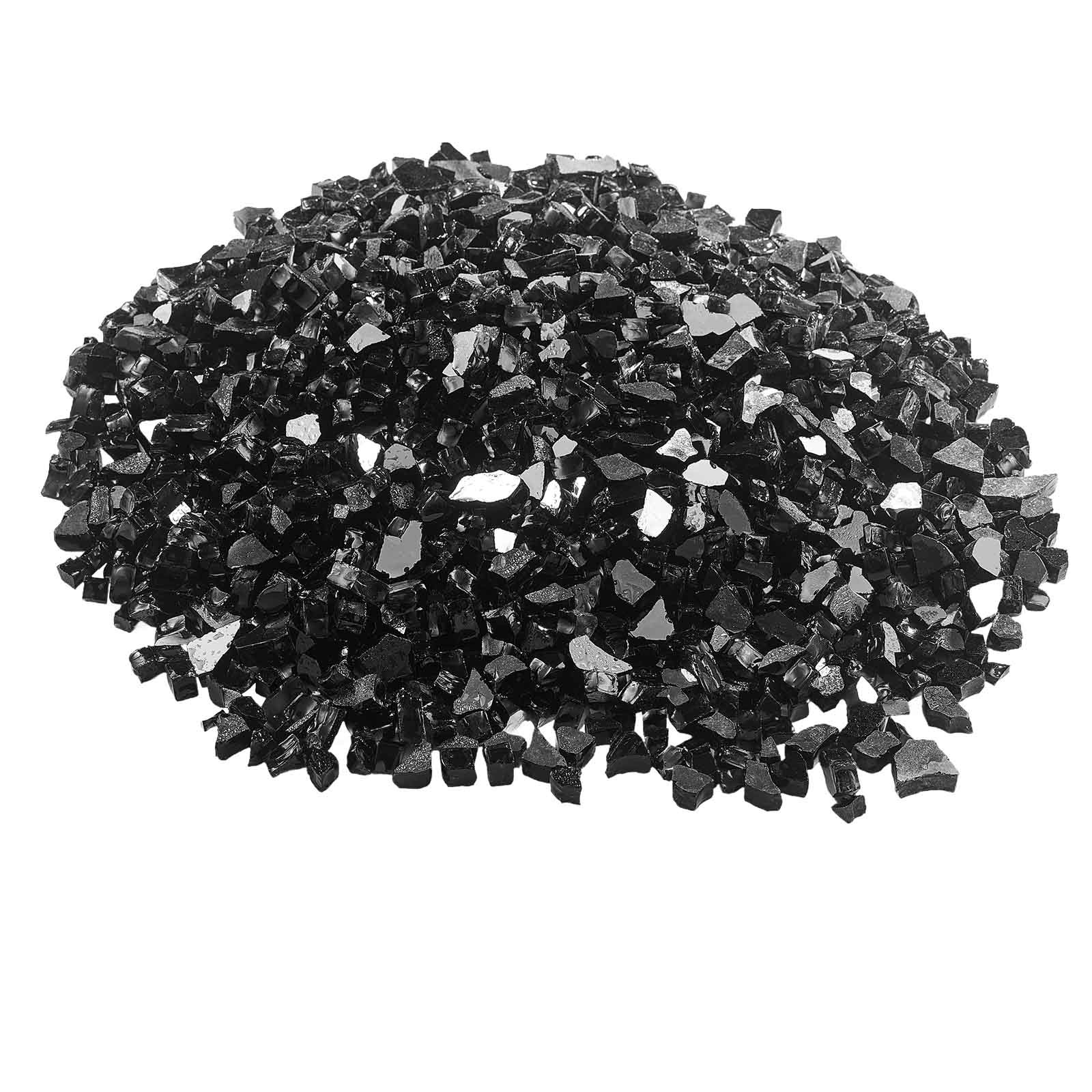 VEVOR 20 LBS Fire Glass 1/2-Inch Fireplace Glass Rocks for Fire Pit Table Black