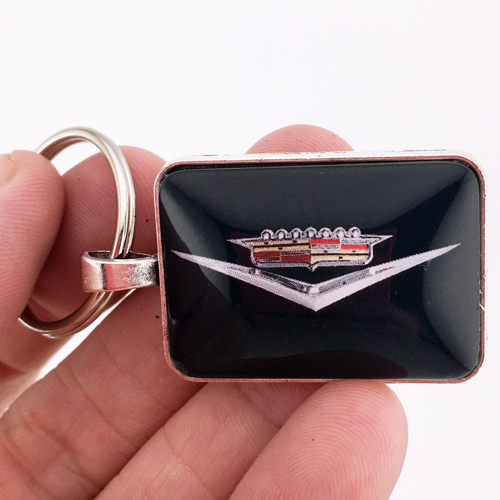 Vintage 1950's CHROME Cadillac Badge Trunk Emblem Keychain