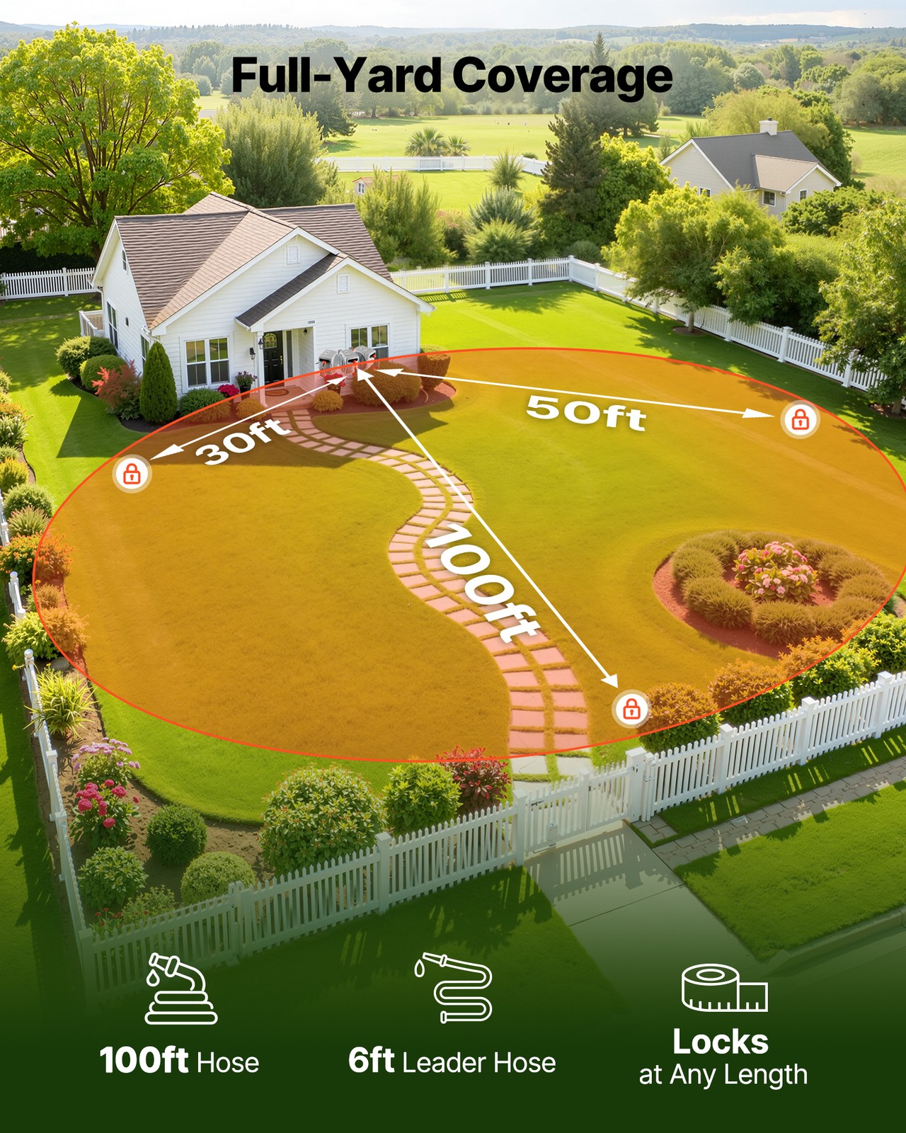 VEVOR Retractable Garden Hose Reel 1/2 in x 100 ft Wall Mount