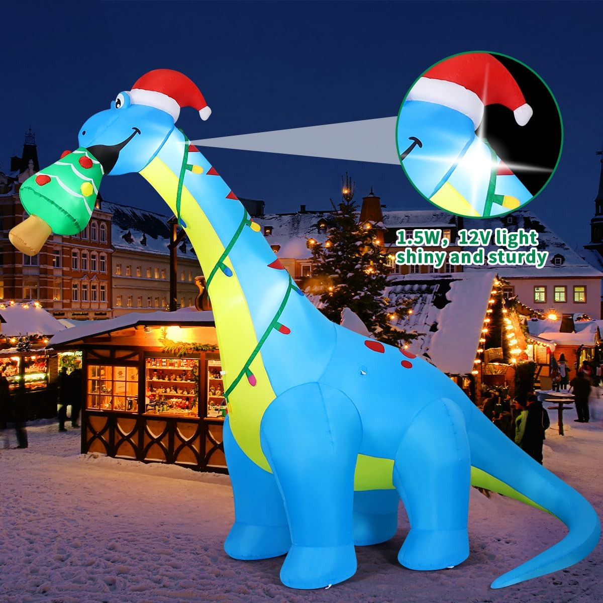 10Ft Christmas Inflatables Outdoor Decorations, Blow up Dinosaur Christmas Tree