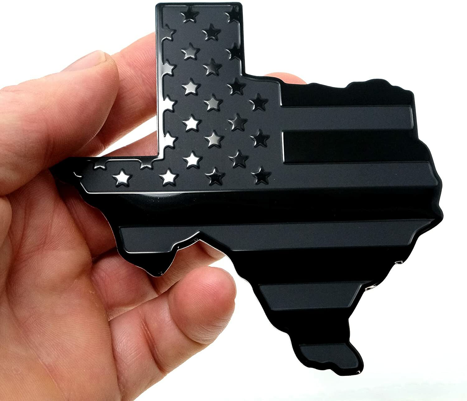 Texas State Black Flag Metal Auto Fender Emblem for Cars Trucks (3"x4", Black)