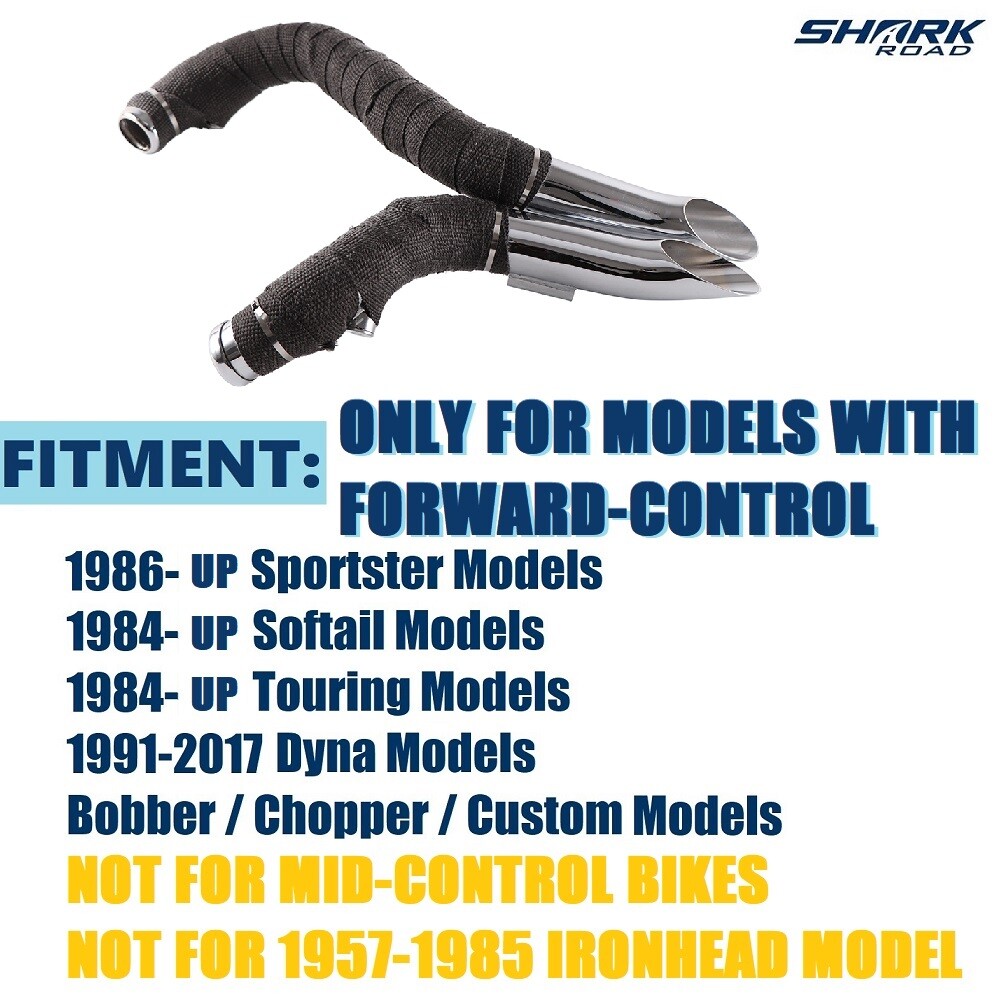 2" LAF Exhaust Pipes w/ Torque Cone for Harley Sportster Dyna Chrome Wrapped