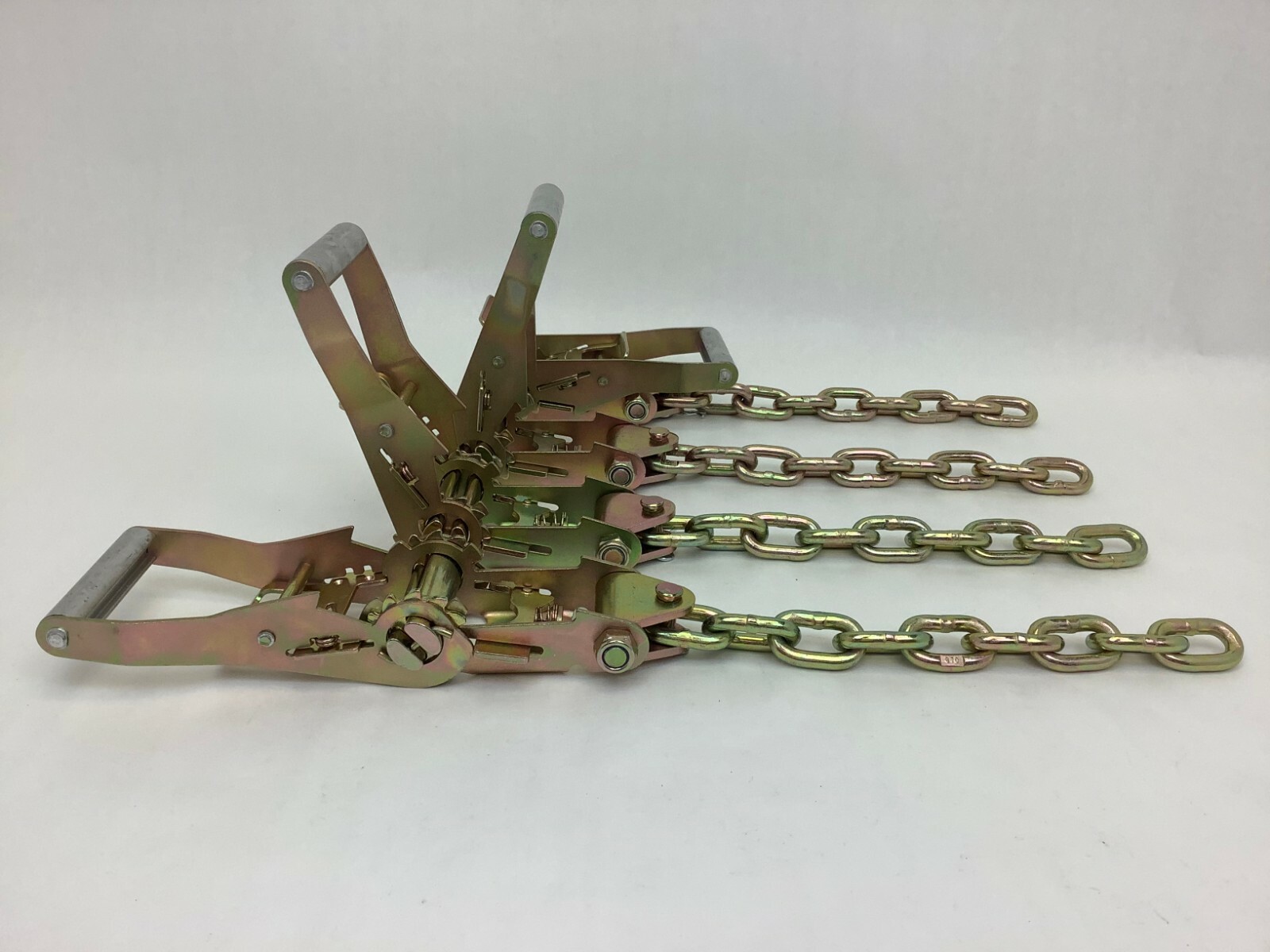 8 pt Kit 14 Hi-VIZ TECNIC Webbing Rollback / Flatbed Car Tie-Down w/ Chain Tails