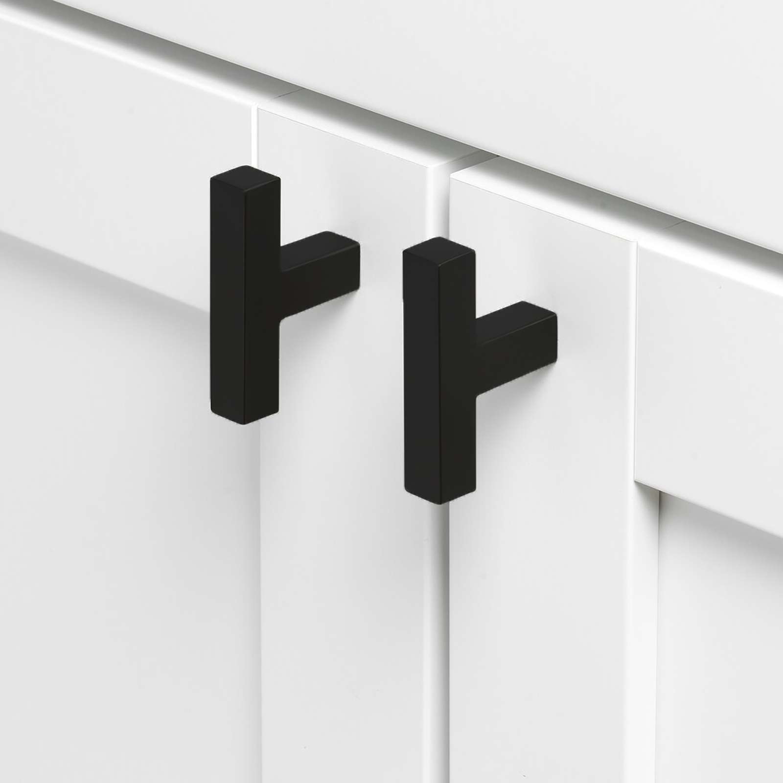 Matte Black Square Modern Cabinet Handles Pulls Kitchen Drawer Stainless Steel