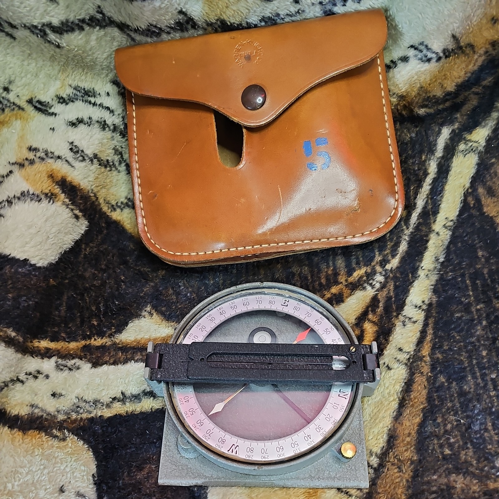 Vintage Antique Surveyors Compass Warren Knight Co Philadelphia PA W/pouch