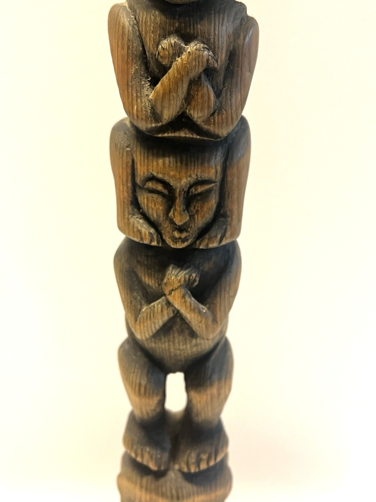 Antique Native American Indian Hand Carved Wooden Eagle Totem Pole; Large 24"