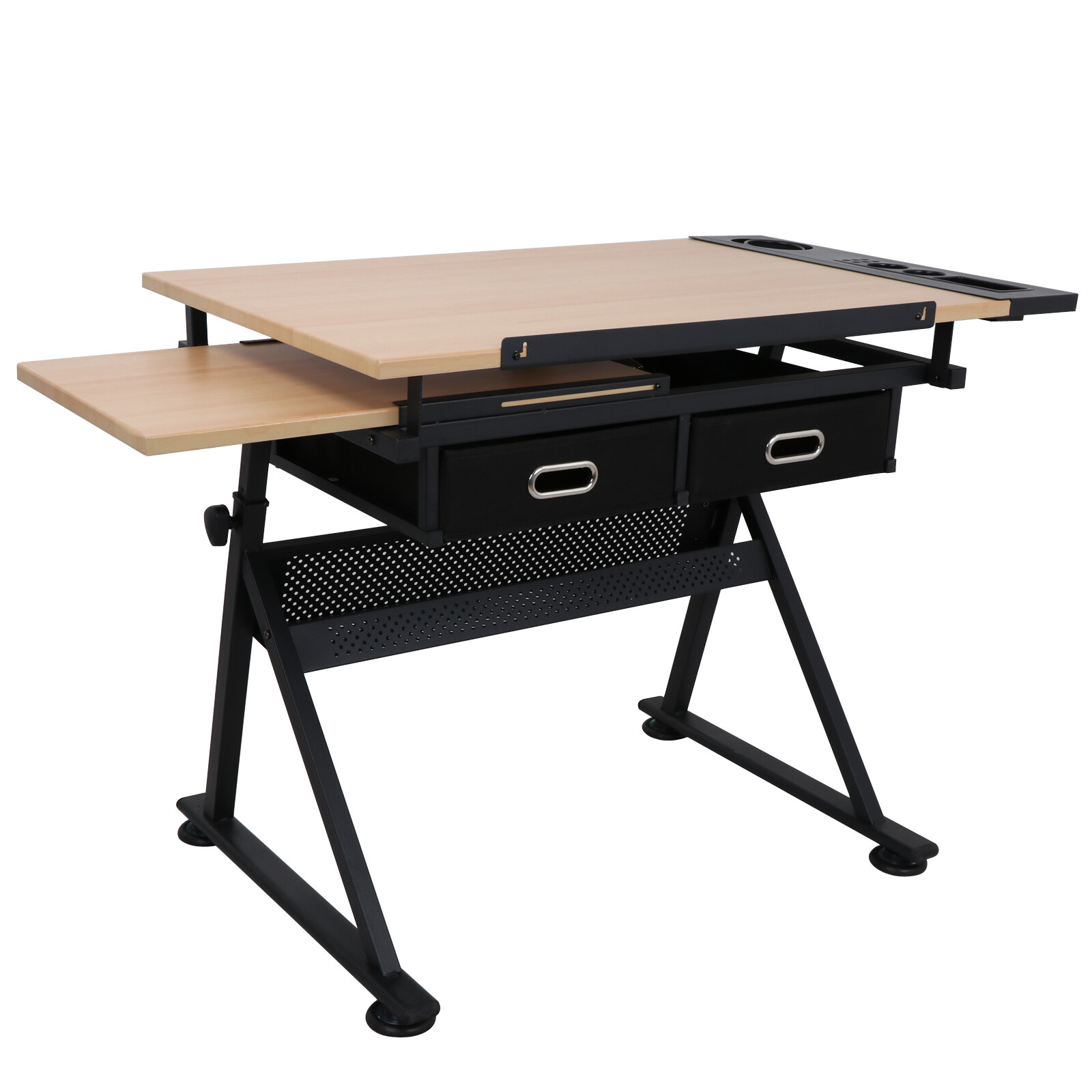 MDF Drafting Table Drawing Desk Artcraft Workstation Adjustable w/Stool 2 Drawer