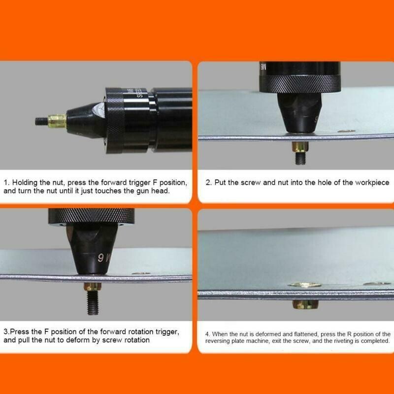 Pneumatic Rivet Nut Gun Rivnut Setting Gun Riveter Air Riveting Tool M6-M8 1/4''