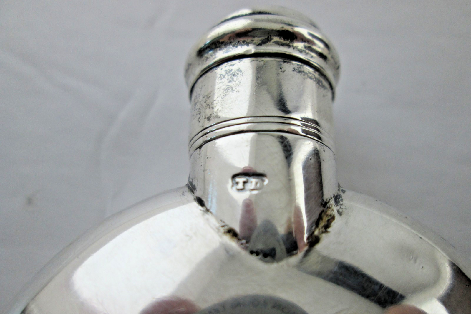 Victorian Antique Leather Case Sterling Silver Spirit Flask plus Cigarette Case