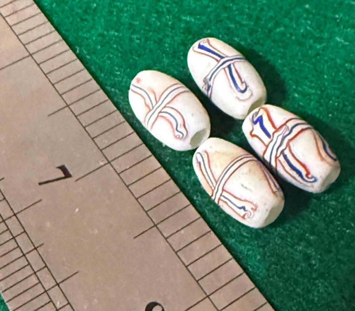 (4) Authentic 1700's Colonial French Cross Trade Beads Rare Fur Trade Artifacts