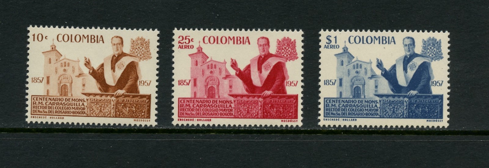 I310  Colombia 1959   Msgr. Carrasquilla  church  3v.  MNH