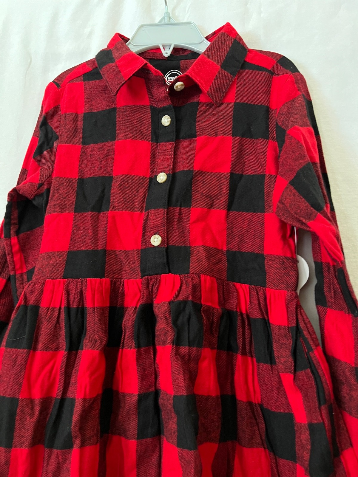 Wonder Nation Girl Red/Black Buffalo Cowgirl Check Soft Flannel Shirt Dress Upic