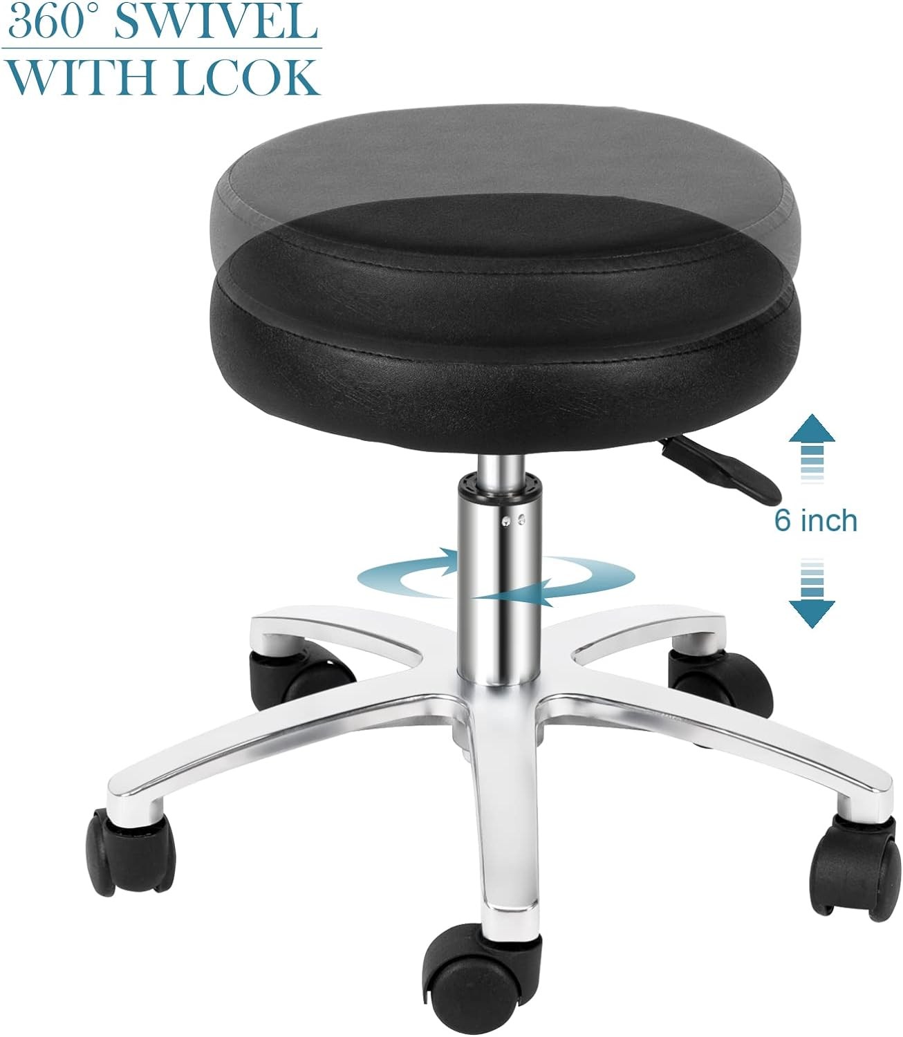 Pedicure Chair White with Stool & Bubble Massage Foot Bath, Hydraulic Pedi Chair