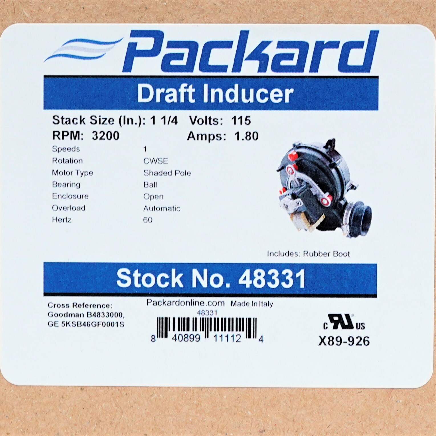 48331 Furnace Inducer Motor for Goodman B4833000 5KSB46GF0001S 7021-10958 A188