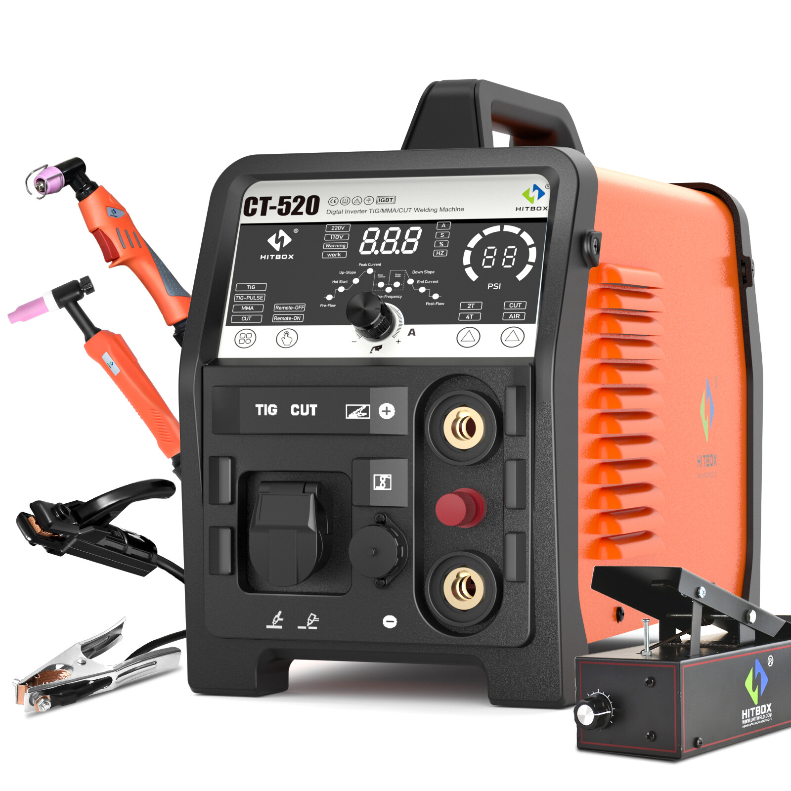 50A 4IN1 Cut/ Pulse TIG/TIG/MMA Non-touch Air Plasma Cutter, CUT 20mm,110V/220V