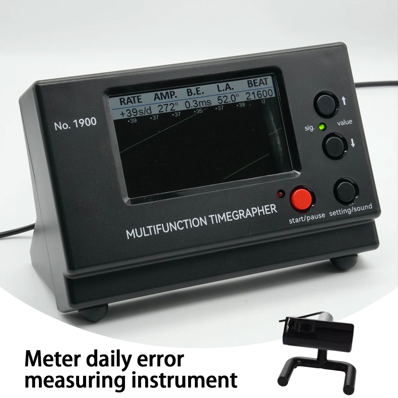 Weishi No.1900 Timegrapher Mechanical Watch Timing Machine Multifunction Black